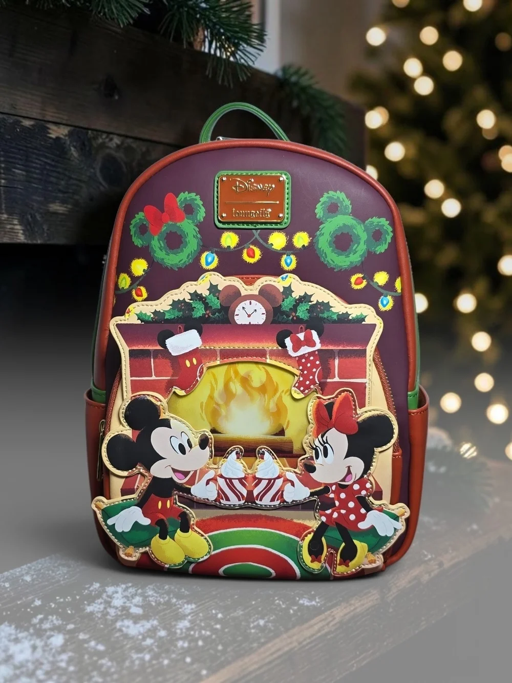Loungefly Disney Mickey & Minnie Hot Cocoa Fireplace Mini Backpack NWT